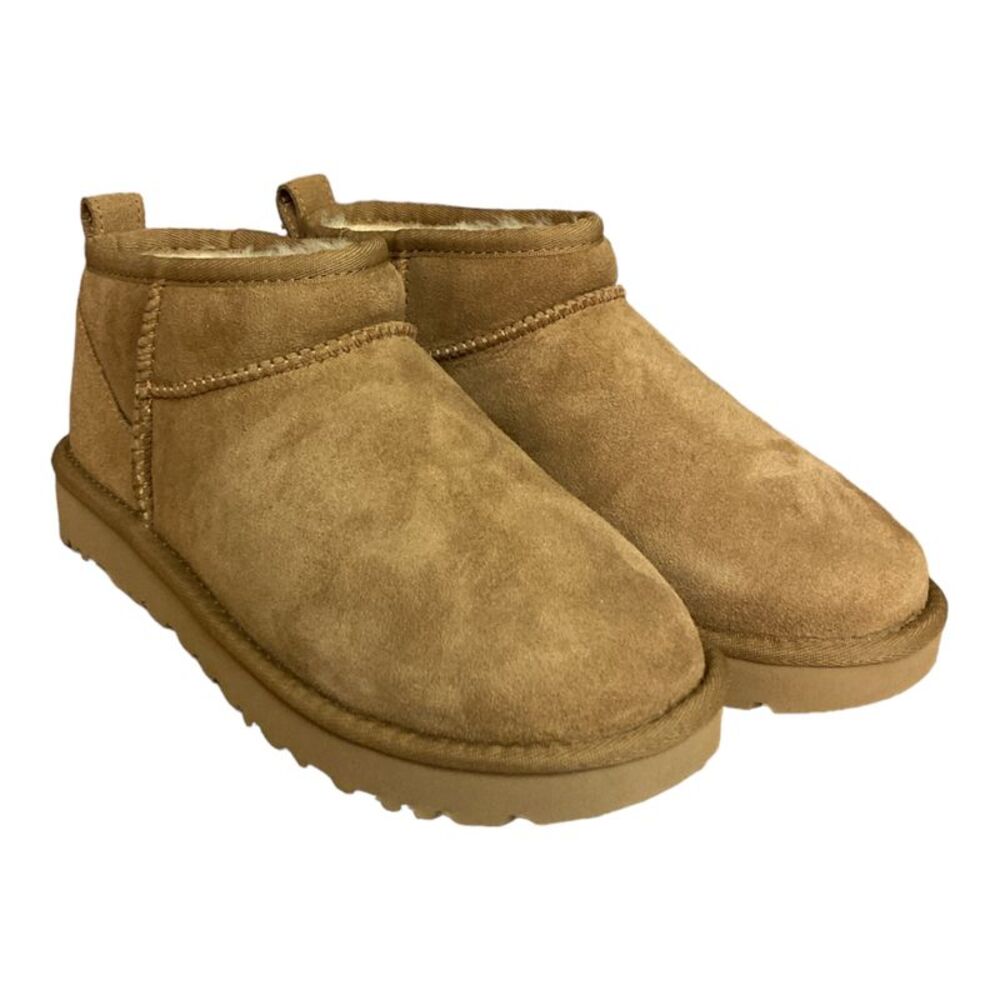 Chestnut - UGG Women's Classic Ultra Mini 3.5" Shaft Suede & Sheepskin Lined Boo